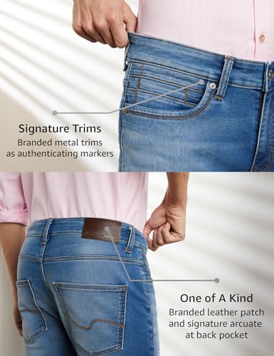 Image of Symbol Premium Men's Slim Fit Stretchable Jeans | Casual Denim | Cotton Stretch | Fashion Shades of Black & Blue (Available in Plus Sizes)