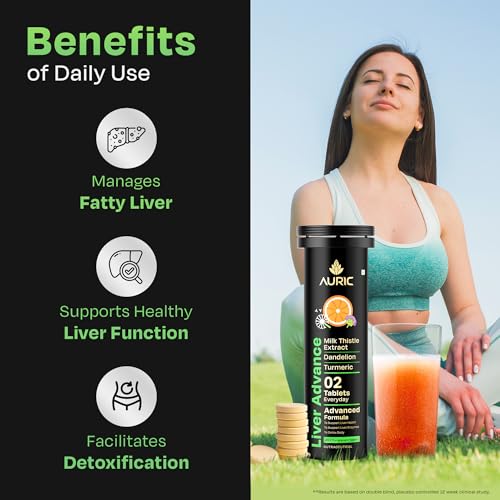 Image of Auric Liver Advance Effervescent | 40 Tablets | Ayurveda Liver formulation | Clinically Researched with No Artificial colours or Sweeteners