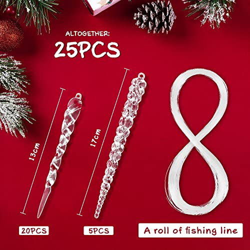 Kerstboomversiering ijspegels hanger, 25 stuks kerstboom ijspegels decoraties, kerstboom ijspegels decoratie kerstboomversiering, acryl ijspegels sneeuwvlokken decoratie - Image 3