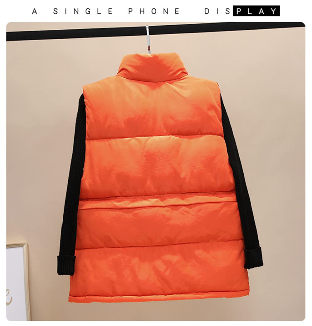 Chalecos Exteriores Para Mujer,Weste Damen Chaleco Acolchado Ligero Cuello Alto Chaleco Naranja Cálido Acolchado Casual Steppweste Abrigo De Invierno Sin Mangas Para Mujer Adolescente Oficina Depor