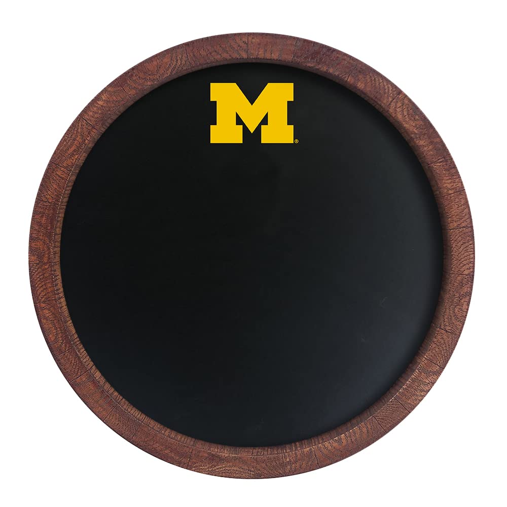 The Fan-Brand NCAA Michigan Wolverines - Chalkboard Faux Barrel Top Sign - Sports Team Bar Sign Décor: Home, Dorm, Garage, Office, Fan Cave