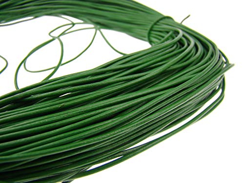 esnado Cordón de piel redondo – 1,5 mm, verde, 5 metros, piel auténtica, curtida vegetal, ideal para la fabricación de joyas y pulseras, manualidades o decoración, proyectos de bricolaje, medieval