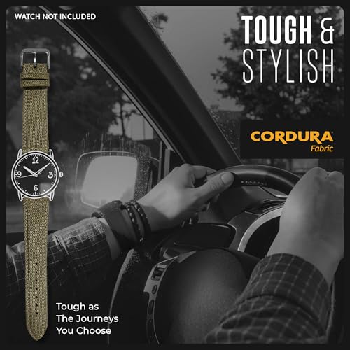 Image of Alpine Cordura Fabric Watch Band - Quick Release Replacement Watch Bands - Water Resistant Back Lining Leather Strap - Watch Bands for Women & Men - Compatible with Regular & Smart Watch Bands