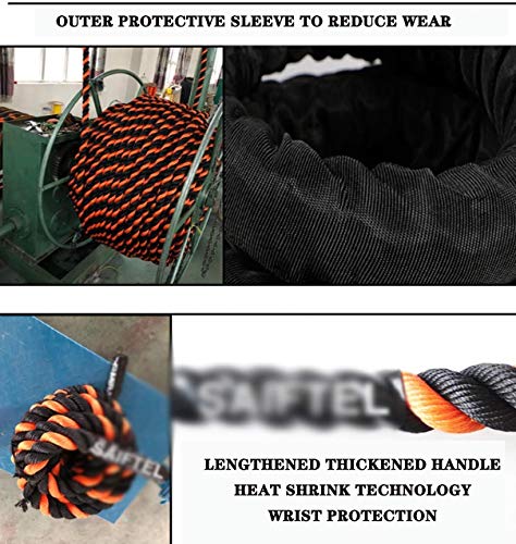 JOYGOOD-Battle-Rope-Ropes-Exercise-Household-Black-and-Orange-Sports-Equipment-Gym-Fitness-Training-Fitness-Rope-Garden-Weight-Loss-Gravity-Rope-Color-BlackOrange-Size-9M-38MM