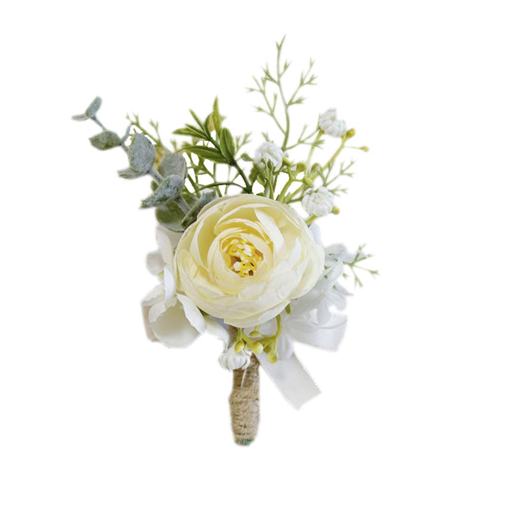 Męski Boutonniere Boutineer z Przypinką Boutonniere Ślub Boutonniere Panny Młody Dziurka na Guzik na ślub Homecoming Bal Kostium Dekoracja, Niebieski 4 szt