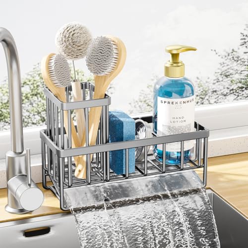 キットシャー キッチン シンク用 スチール製 スポンジ＆ブラシ 収納ラック ブラック