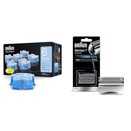 Braun Casete de repuesto para cabezal de afeitadora eléctrica serie 7 70S y cartuchos de repuesto Braun Clean & Renew