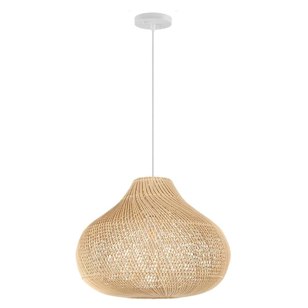 CJSLXGBL Rattan Farmhouse Chandelier Light Fixtures, Boho Large Pendant Light,Hand Woven Chandeliers,Rustic Chandeliers Hanging Light Fixtures,for Kitchen Island,Dining