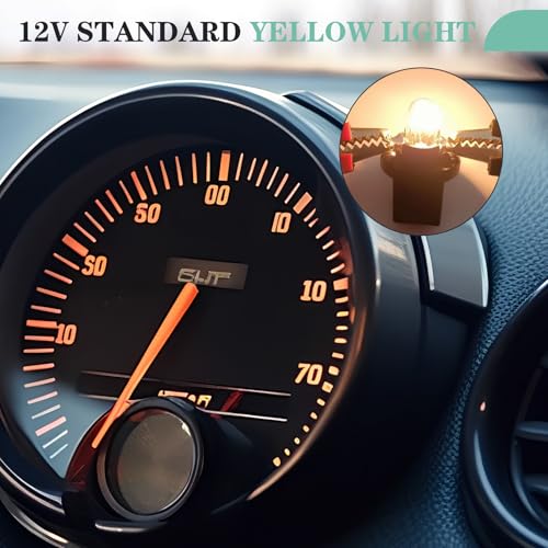 Anrbb 10 PCS Ampoules T5 12V 2W Jaune Clair, Ampoule Tableau de Bord Voiture, Éclairage Intérieur Auto Durable, Ampoule T5 W1.2W Polyvalente pour Indicateurs et Voyants – vue 4