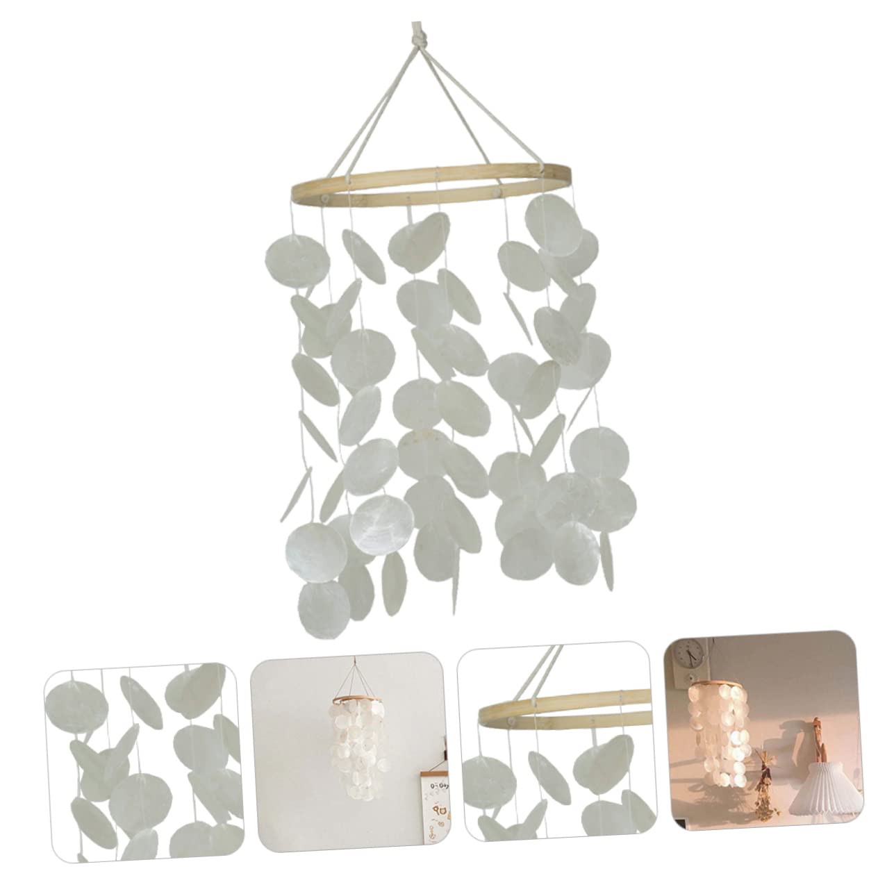 Campanello a Vento Conchiglie, Decorazione Appesa Delicata | Cerchio in Legno e Conchiglie, Design Naturale e Creativo, Accessori per Mare e Ornamenti Giardino per Esterno