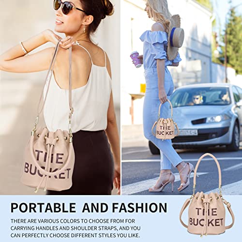 Image of JQAliMOVV Mini Leather Bucket Bags for Women Drawstring Bucket Purse Crossbody Handbags Hobo Bag