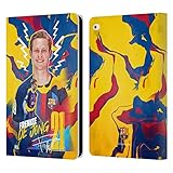 Sistema de cierre magnético Head Case Designs Licenciado Oficialmente FC Barcelona Frenkie de Jong 2022/23 Primer Equipo Carcasa de Cuero Tipo Libro Compatible con Apple iPad Air 2 (2014)