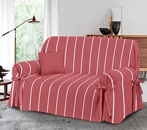 HomeLife - Copripoltrona - Elegante Salvapoltrona Rosso e Righe Bianche - Telo in Cotone per Copertura Poltrona, Protezione da Polvere, Macchie ed Usura. Alta qualità Made in Italy - (Rosso, Poltrona)