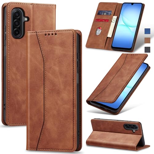 Jasonyu Funda para Samsung Galaxy A17 4G,Cuero PU Carcasa,Tipo Libro Flip Case con Tarjetas y Cartera,Soporte Plegable,Cierre magnético,Capa (Marrón)