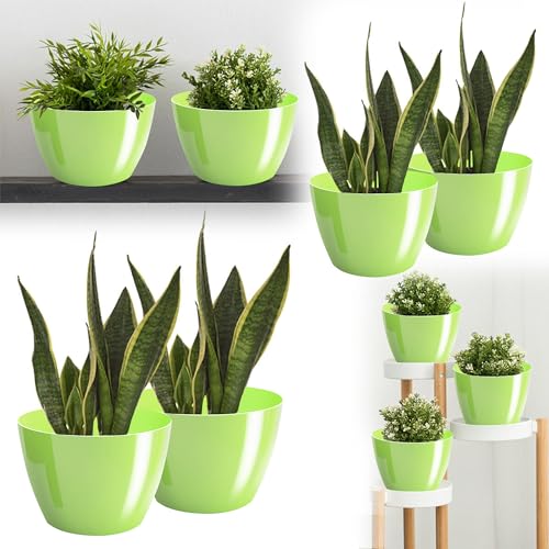 PECZEKO Blumentopf glänzender, Pflanzkübel aus Übertopf Kunststoff Dekorativer Topf für, groß und klein Pflanzen, 2er-Set blumenkübel… – Ansicht 2