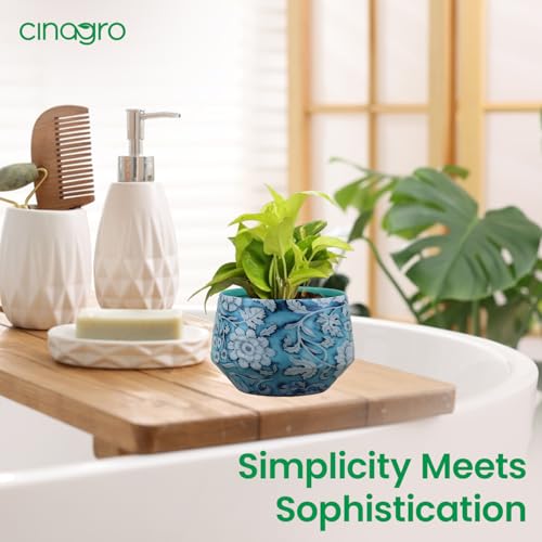 Image of CINAGRO Metal Flower Vase Planter Pot, Pots for Plants, Plant Pots for Home Decoration, Succulent Pot, Indoor Planter Garden Decor Style: Mystic Meadow