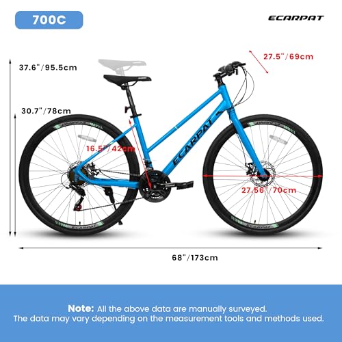 700C Hybrid Road Bike for Men & Women, 7/16/21/24 Speed,