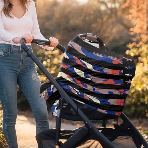 Image of American Flag Camo Car Seat Covers Multi-Purpose Windproof Car Seat Canopy Cover Dust Cover Privacy Protection Durable Multifunctional Breastfeeding Scarf