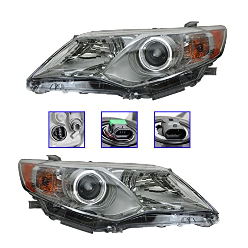 Image of TRQ Headlight Assembly Set TO2502211 TO2503211 Compatible with 2012-2014 Toyota Camry