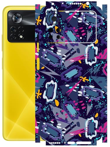 Image of AtOdds - Full Body Back Screen Guard Protector Film - Lamination Wrap Skin Sticker Compatible with Poco X4 PRO (5G) | Scratchproof Matte Finish (Abstract)