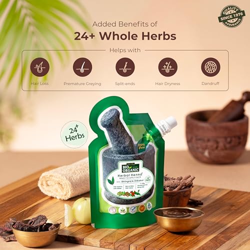 Image of Indus Valley Bio Organic Herbal Henna Ready to Apply Paste with Bhringraj & Shikakai Nourishment for Strong Hair (150 g)