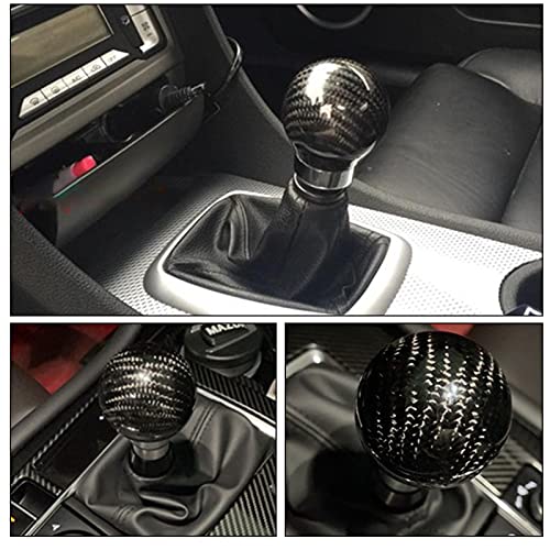 Top10 Racing Carbon Fiber Style Gear Shift Knob Universal Shifter Knobs With 3 Adapters Stick Shifter Round Ball (Black) #TOP3