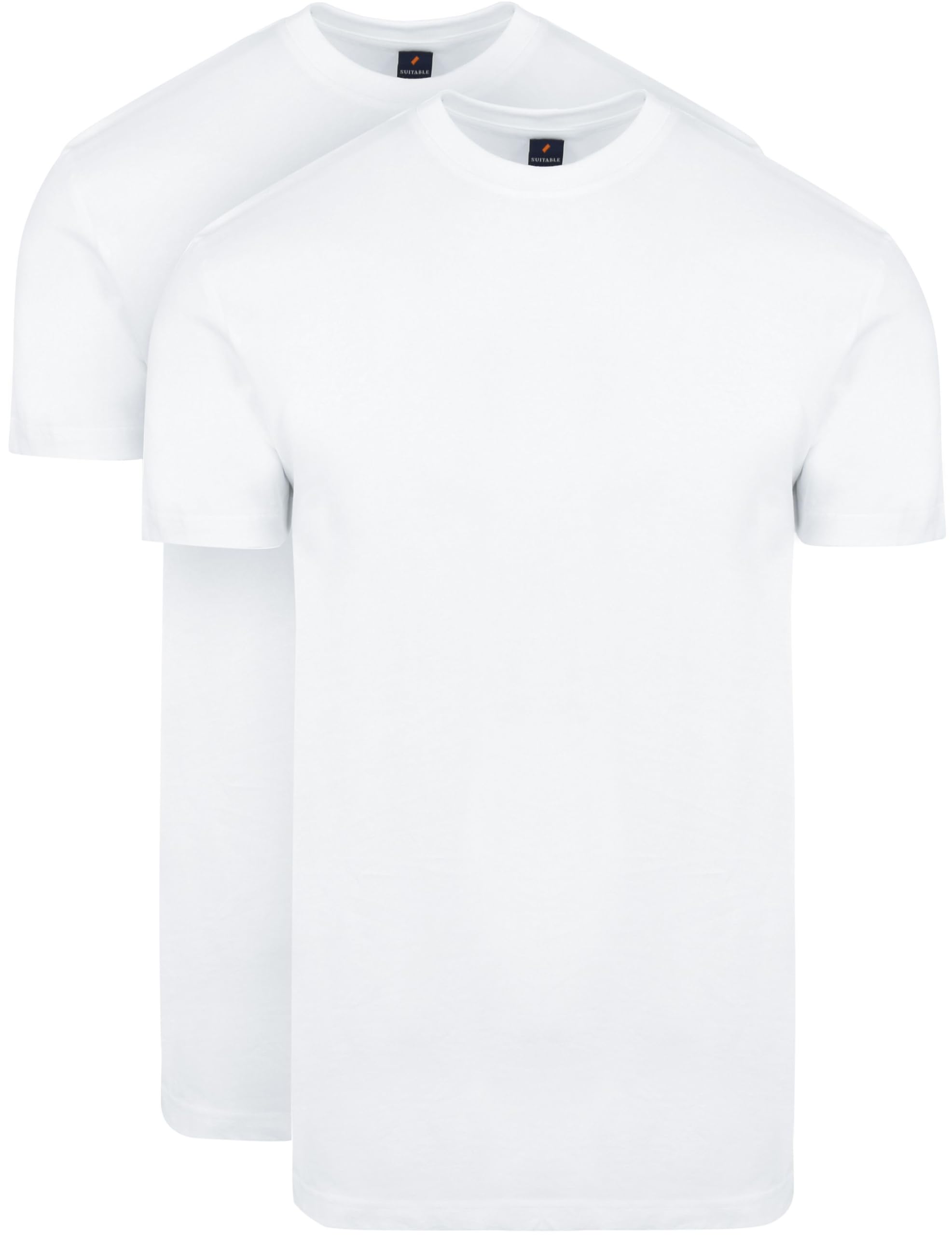 Suitable Men's White Obra T-Shirt High Round Neck 2-Pack