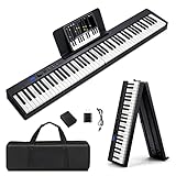 【Foldable Keyboard with Rechargeable Battery】This portable piano easily folds out 180°in a backpack size after releasing the button lock for more flexible use, which redefines the portable piano. And it weighs only 4.5 kg to provide convenience and e...