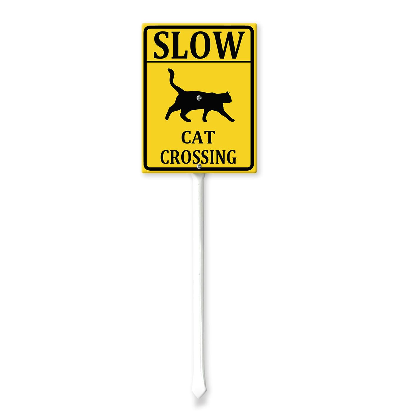 Geroclonup Cat Sign Slow Cat Crossing Sign with Stake Outdoor Sign 11.5x15cm Yard Sign Rustproof Outdoor Aluminum Sign for Garden Lawn Street Outdoor