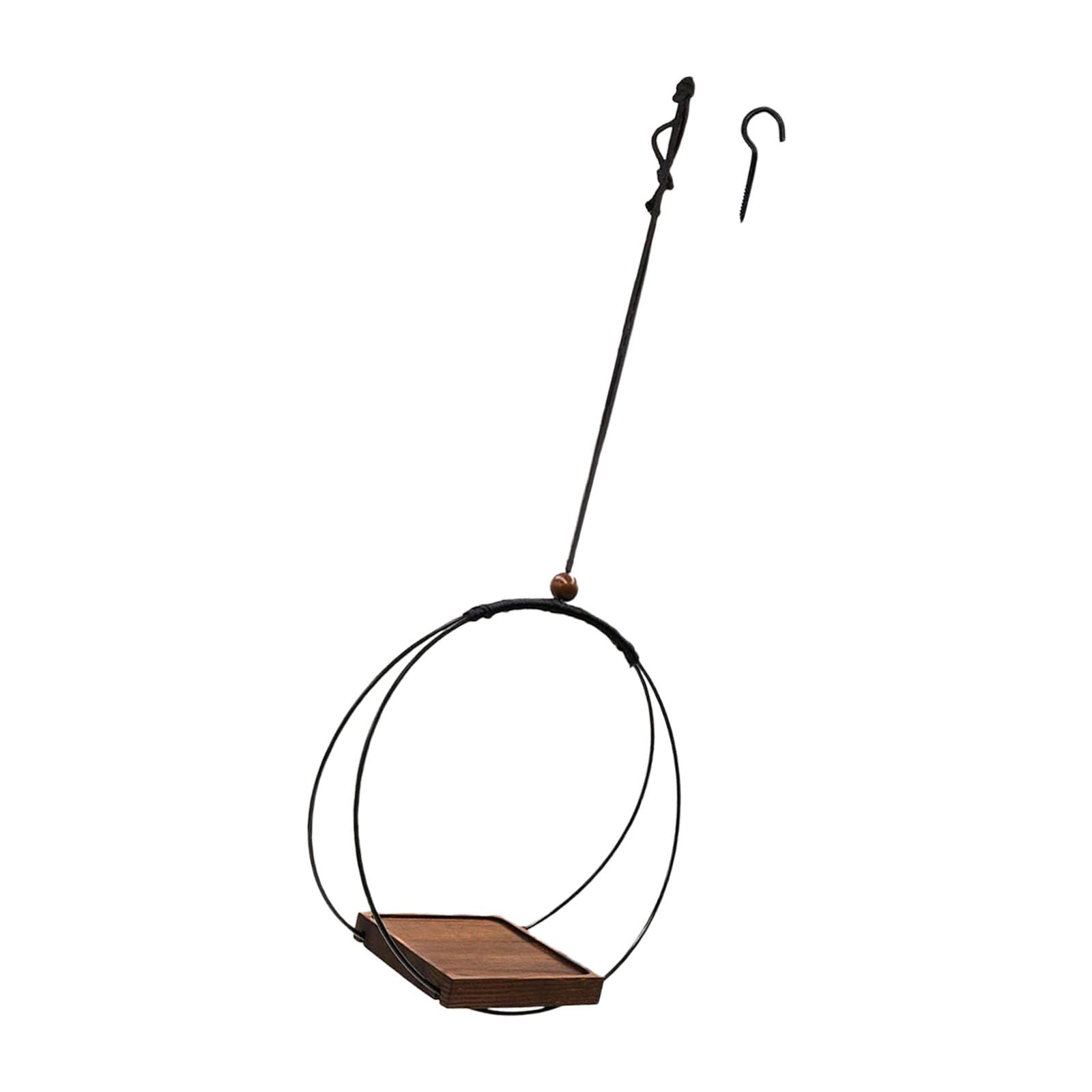 Pot de fleurs suspendu moderne noir socle bois pour pots muraux 14cm