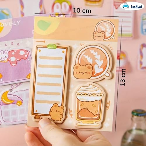 Image of FunBlast Sticky Notes - Colorful Chibi Charm 12 Sheets - 240 Sticky Notes, Sticky Pad for Study, Point It Marker Stationery Items, Self-Adhesive Memo Pad, Planners and Memo Sticker