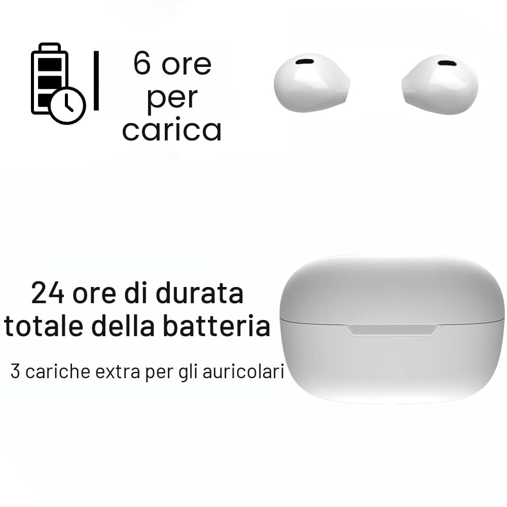 Auricolari Bluetooth Wireless Invisibili, Mini Auricolari Piccoli, Cuffie Semi-In-Ear con Controllo Touch Per Lavoro/Casa/Musica/Audiolibri e Podcast(Avorio)