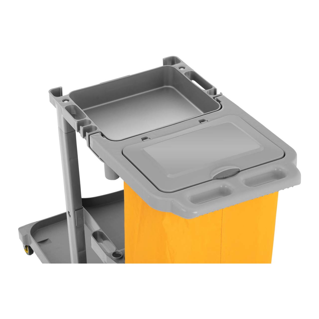 Carrello Multiuso Per Pulizie Con Sacco Biancheria Copertura Con Ruote UNICLEAN 13 (Plastica, Giallo)
