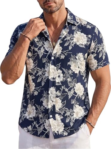 GIANZEN Men's Short Sleeve Hawaiian Floral Button-Down Shirt (XS-6XL, Various Colors/Prints) - image 1