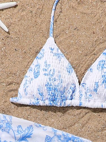 Image of SEGT Girl's 3 Piece Striped Bikini Swimwear Cute Swimsuits Bathing Suit High Waisted with Cover Up Beach Skirt