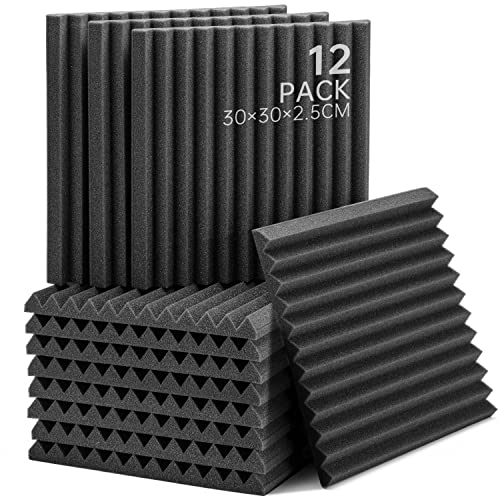 Soundsbay 12 Piezas 30×30×2,5cm Paneles Acústicos para Reducción de Ruido Aislante Acustico Pared para Estudio, Podcasting, Estudios de Grabación, Oficinas Cover