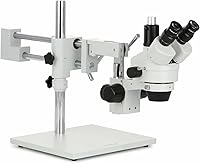 Vista 2 de AmScope SM-4T-80S Microscopio de zoom estéreo trinocular profesional, ocular WH10x, aumento 7X-45X, objetivo de zoom 0.7X-4.5X, anillo de luz LED