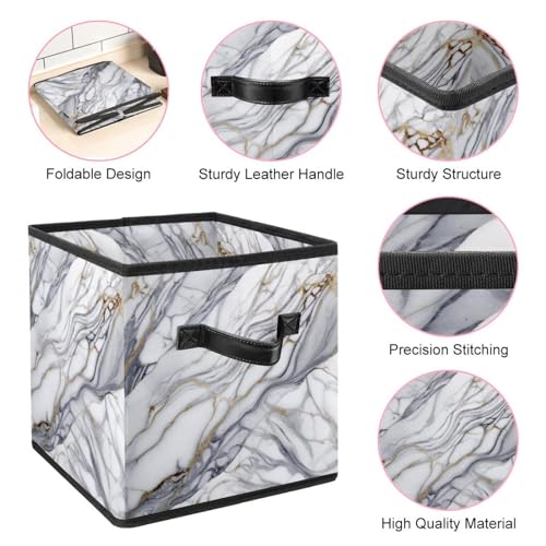 Panier de rangement maison marbre blanc, boîte pliable pour placard durable - 5