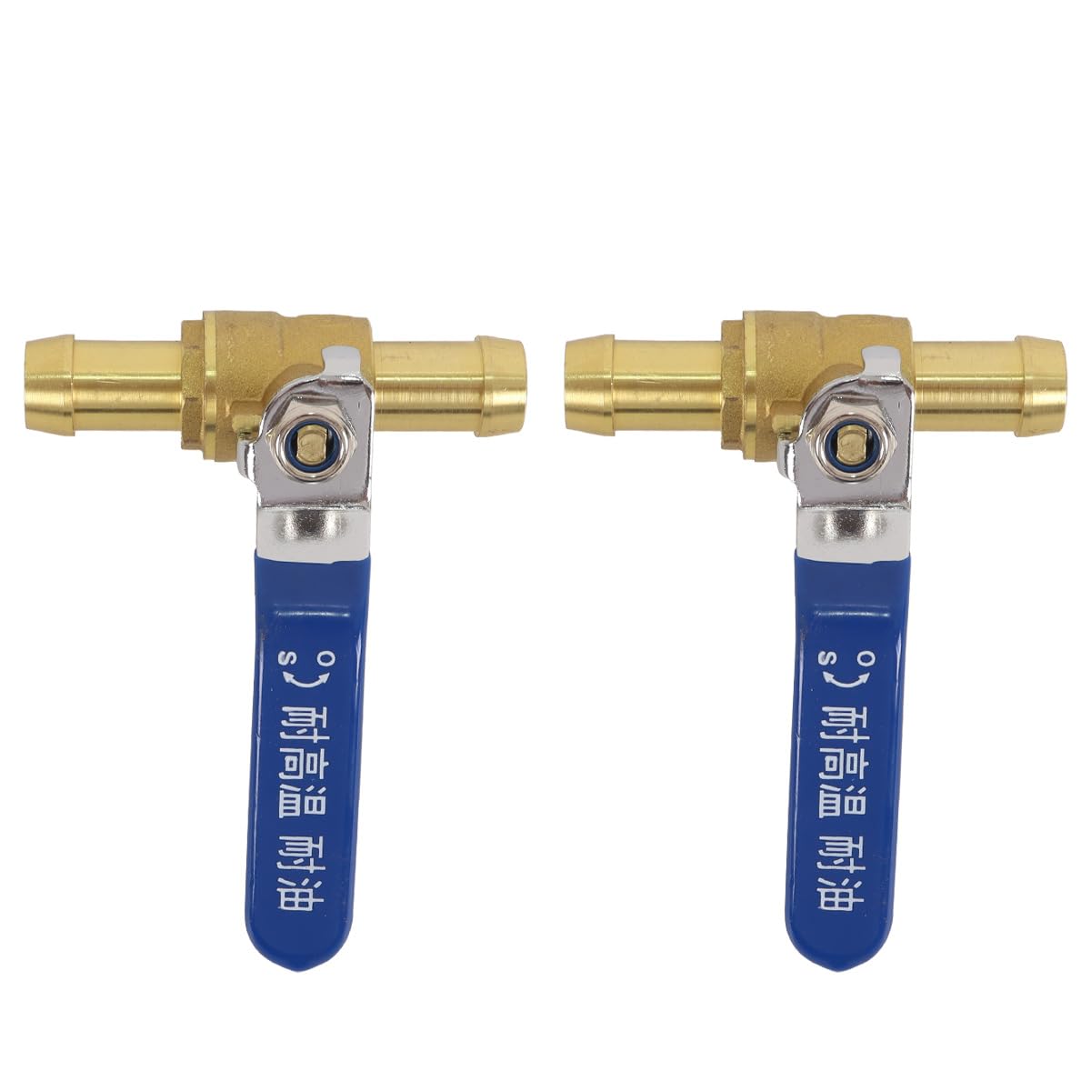 Ludom Lot de 2 vannes à bille d'arrêt à 2 voies de 16 mm, embout droit, vanne à bille en laiton avec poignée de commande à 90° pour conduites d'air, de gaz et de carburant.