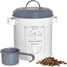 Sendez Dry Food Container with Lid and Spoon Metal Tin Pet Food Storage Container Cat Food Box Food Storage Cat Food Storage