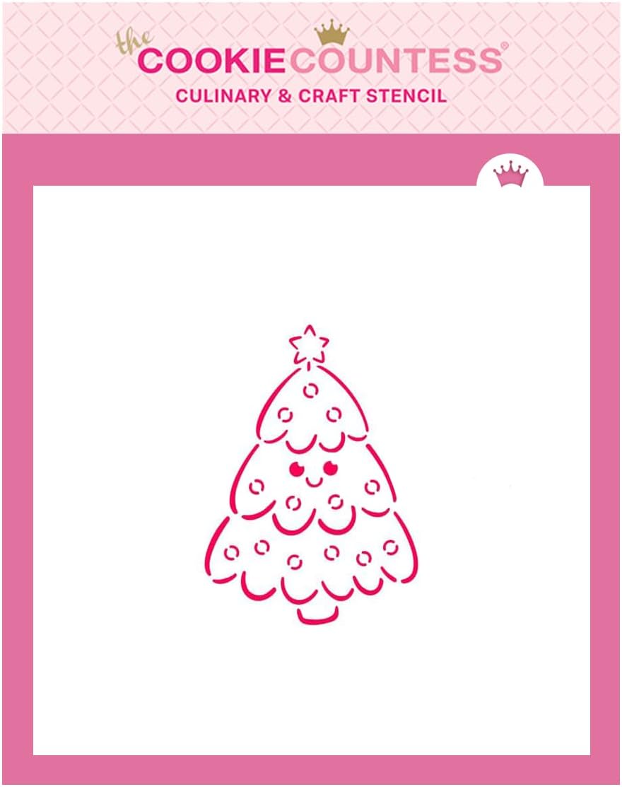 The Cookie Countess Smiling Christmas Tree PYO Stencil