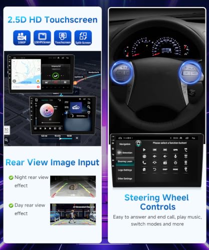 8-Core 4GB+64GB Car Radio for Toyota Camry 2006-2011 with Wireless Carplay Android Auto, 9 Inch Android 13 IPS Touch Screen Car Stereo Compatible with JBL, Support GPS WiFi BT FM RDS/DSP Camera SWC - image 6