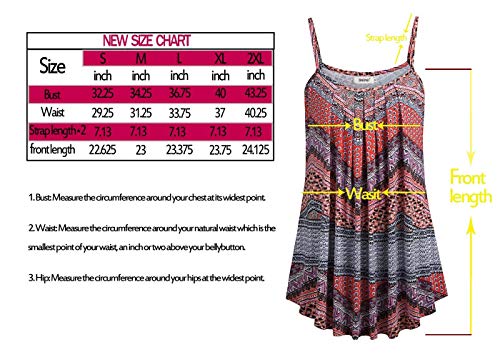 Bepei Cami Tank Tops For Women, Pleated Shirts Plus Size Floral Print Bohemian Style Blouses Loose Fitting Flowy Sleeveless Casual Tees Orange 2Xl #TOP3