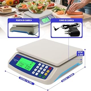 Bilancia da cucina digitale, 66LB / 30kg /1g Precisione Bilancia alimenti, 5 tipi di unità g, kg, oz, lb ml bilancia cucina professionale, Display LCD, Con Tara PCS conteggio Funzione