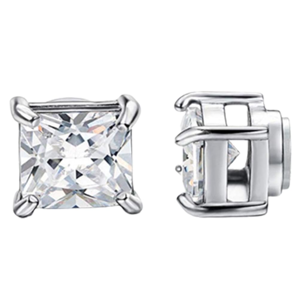 Generic Juego de 1 pares de aretes magnéticos de acero inoxidable para hombres y mujeres, tono plateado, sin perforación, 8 mm, bonito procesado, Zinc, Sin piedra preciosa