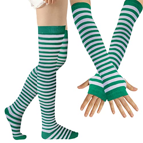 Image of Over Knee Rainbow Thigh High Socks Cosplay Accessories for Women Fashion Wild Long Striped Leg warmers