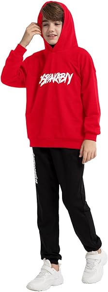amropi Chándal Niños 2 Piezas Set Sudadera con Capucha y Pantalones Deportivo Jogging Conjunto Ropa 2-15 años - 4