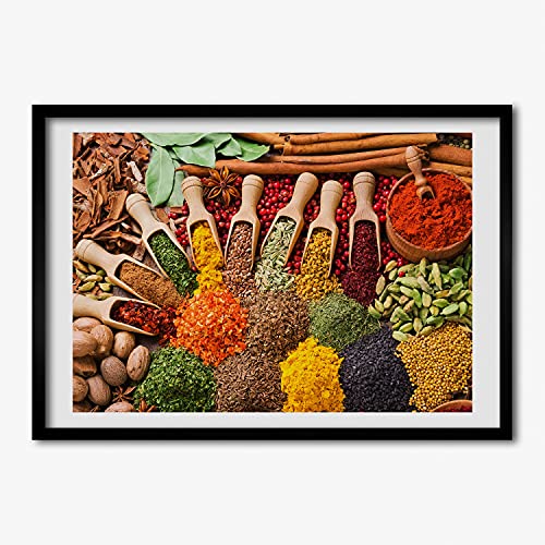 Peinture 70x50 cm épices colorées édition moderne sous cadre décoratif haut de gamme