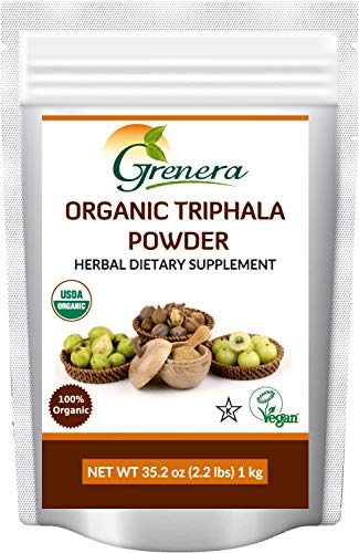 Grenera Organic Triphala Powder 2.2 lb (35.2 Ounce) - Made with Organic Amalaki, Organic Bibhitaki, Organic Haritaki Fruit - USDA Organic, Vegan, Kosher Certified