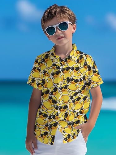 Boys Hawaiian Shirt Button Down Shirt Short Sleeve Cartoon Print Hawaiian Beach Shirt for Kids3